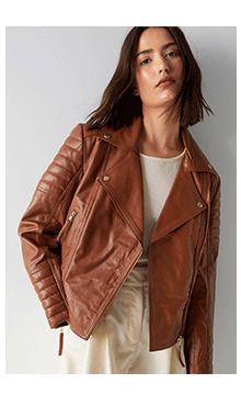 essentials real leather quilted biker jacket