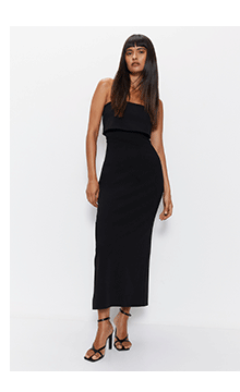 bandeau midi jersey crepe dress