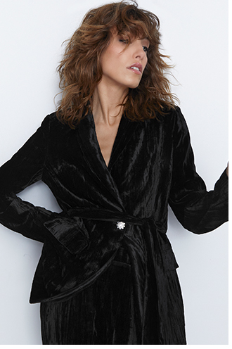 velvet wrap blazer