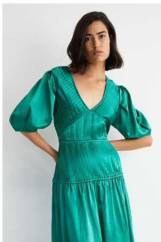 v neck pintuck detail midi dress