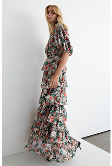 floral print lace midi dress