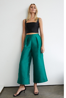 satin twill extreme wide crop trouser