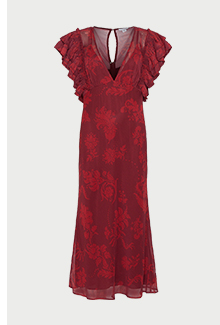cut out art print recycled mesh midi dress