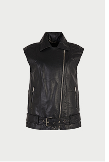 real leather sleeveless biker jacket