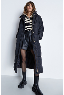 zip through longline padded coat