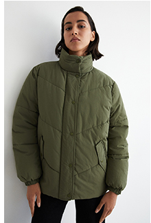 essential funnel neck padded jacket