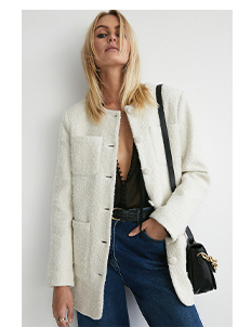 premium wool boucle tweed long line jacket