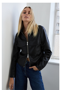 faux leather crop utility jacket