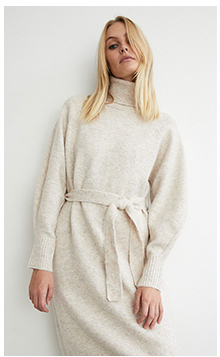 cosy roll neck seam detail midi dress