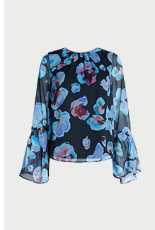 floral flute sleeve chiffon blouse