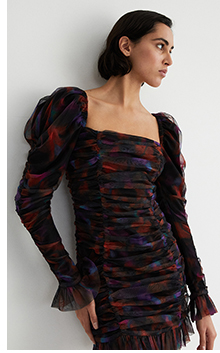 printed ruched detail mini dress