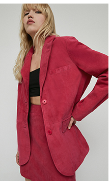 real suede single breasted blazer