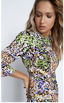 petite abstract smudge print mini flippy dress