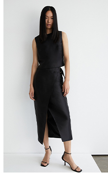 satin twill utility detail maxi skirt