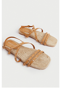flat studded strappy espadrille sandal