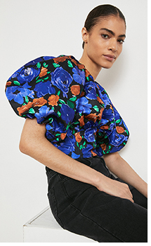 Puff Sleeve Zip Back Top