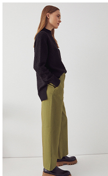 Wide Tailored Cotton Sateen Trouser