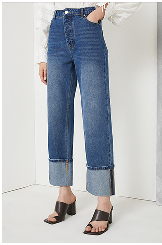 80s Turn Up Hem Straight Leg Jeans