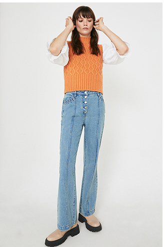 72s Denim Embroidered Pocket Flare Jeans