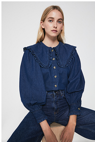 Denim Frill Collar Shirt
