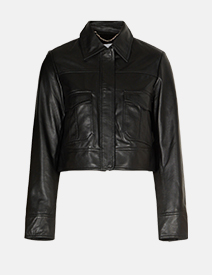 Real Leather Utility Pocket Jacket