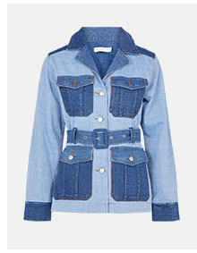 Denim Patchwork Belted Jacket