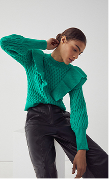 Honeycomb Ruffle Knit Jumper