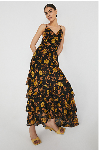 Strappy Ruffle Tier Maxi Dress