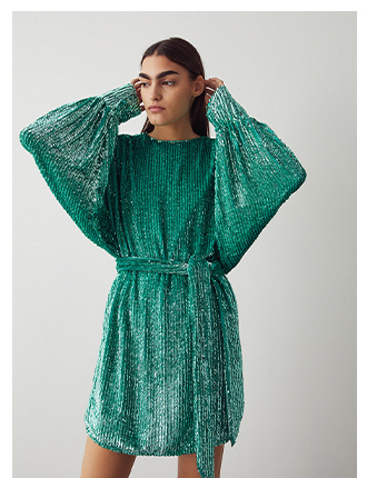 Sequin Belted Mini Dress