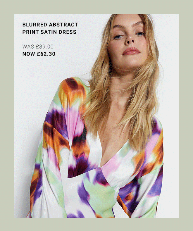 blurred abstract print satin batwing dress