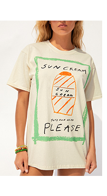 tatiana-alida x warehouse overdyed sun cream beach tshirt