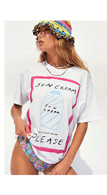 tatiana-alida x warehouse sun cream please beach tshirt