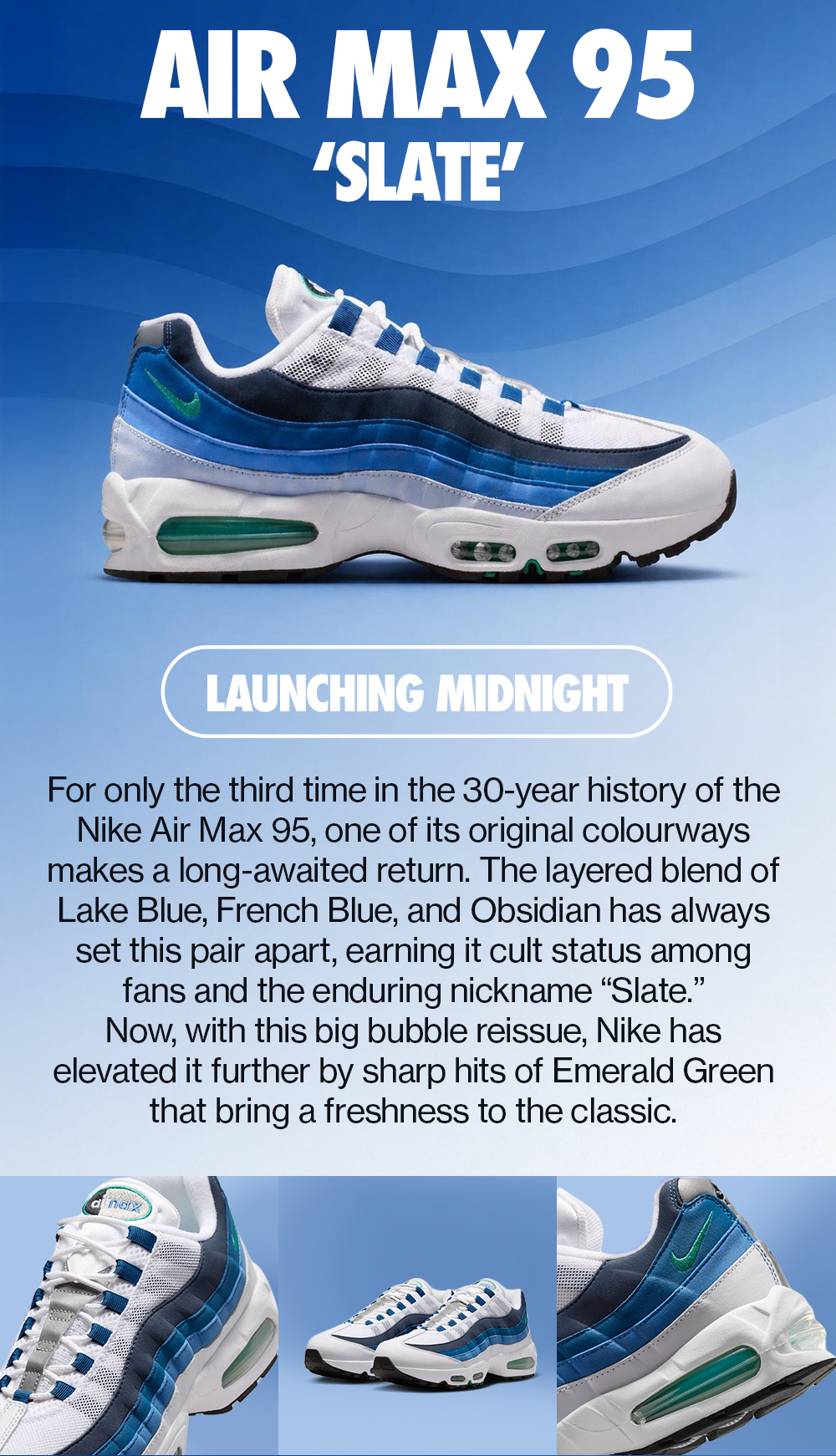 Nike Air Max 95 Trainers White Emerald Green Lake Blue