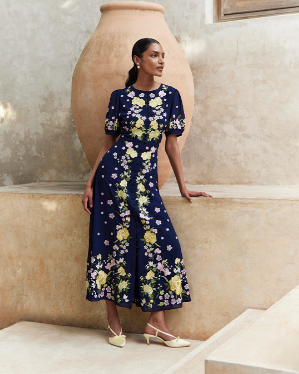 Ann Embellished Silk Dress