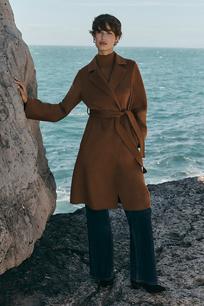 Lytham Wrap Coat with wool