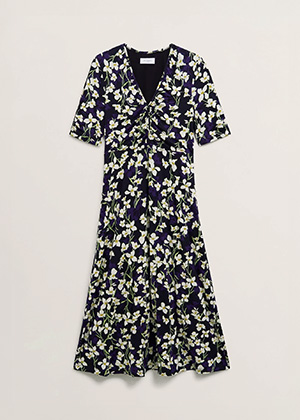 Navy Floral Peyton Jersey Midi Dress