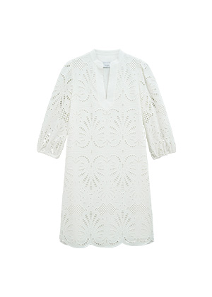 White Easedale Cotton Broderie Dress