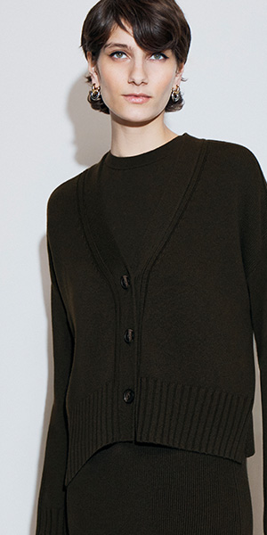 Olive Wentworth Wool Blend V Neck Button Cardigan