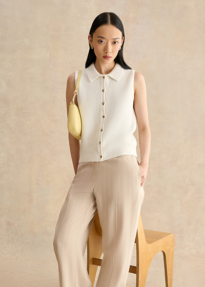 Seaton Cotton Collared Crotchet Tank