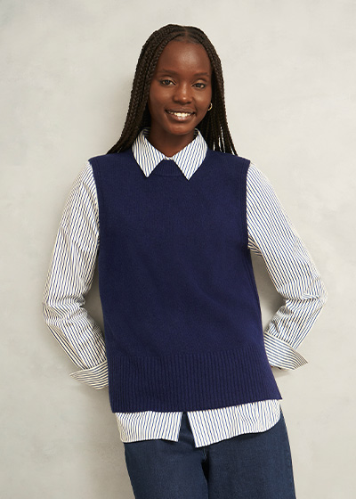 Navy Ruby Crew Neck Layering Knitted Vest