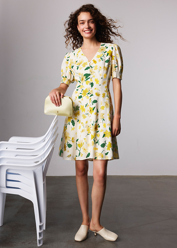 Coniston Floral Linen Blend Mini Dress