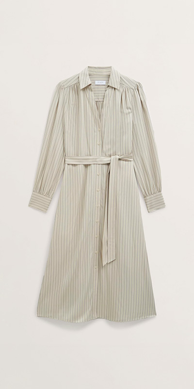 Neutral Eleanor Stripe Shirt Dress