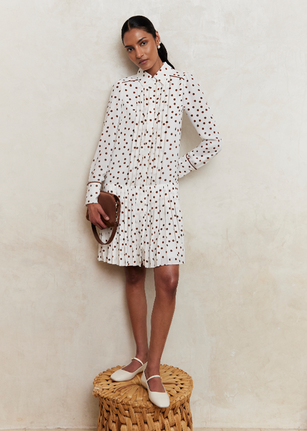 Francesca Pleated Spot Dress