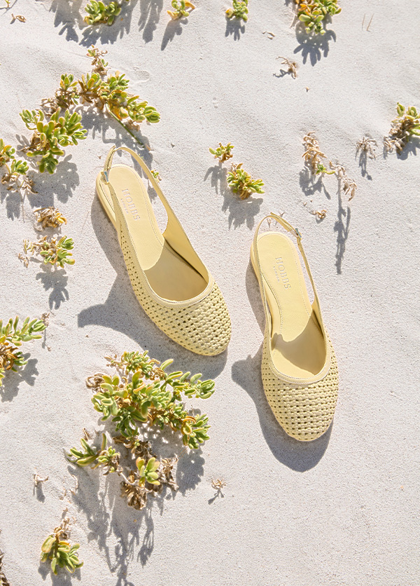 Georgia Leather Woven Flat Slingbacks