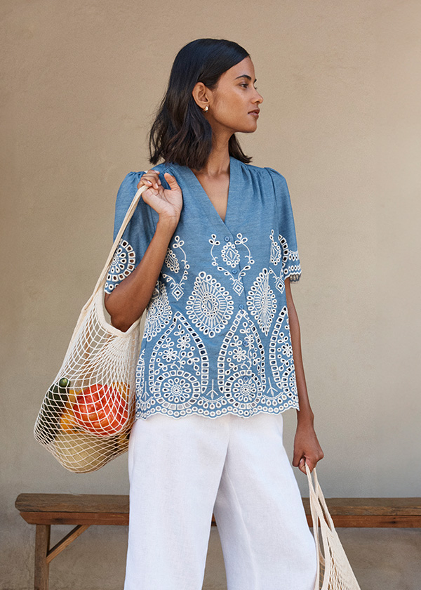 Sloane Cotton Broderie Blouse