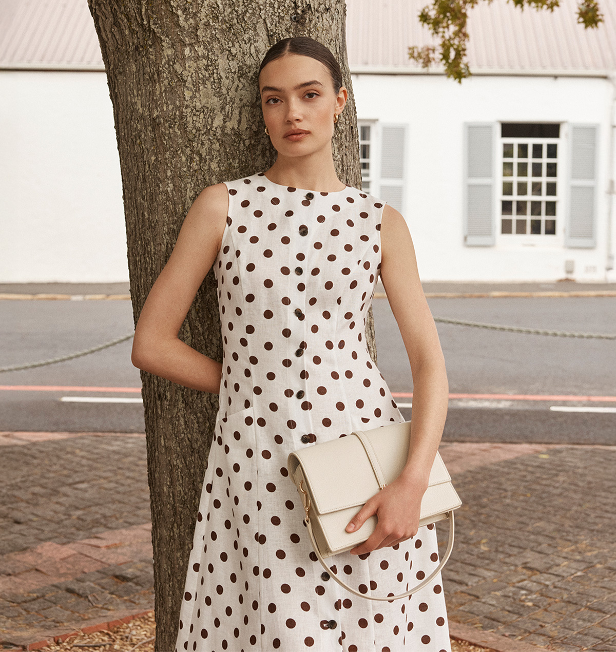 Carmen Linen Polka Dot Dress