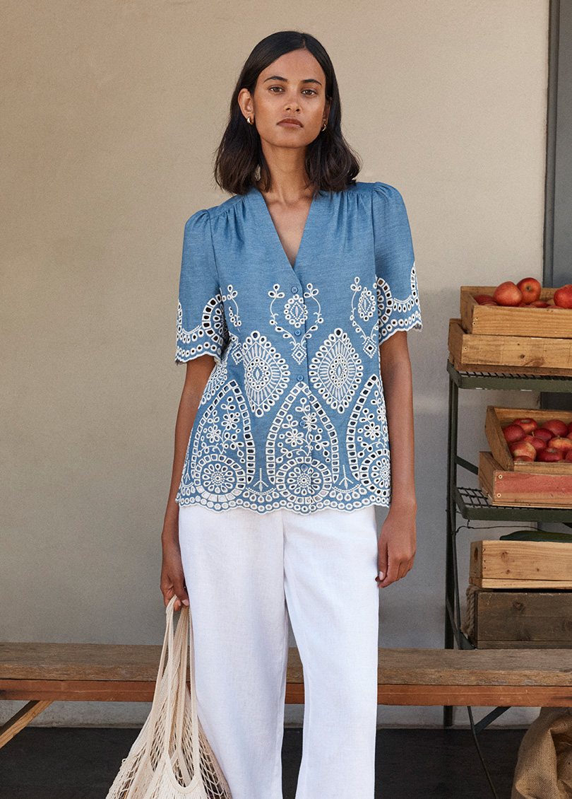 Sloane Cotton Broderie Blouse