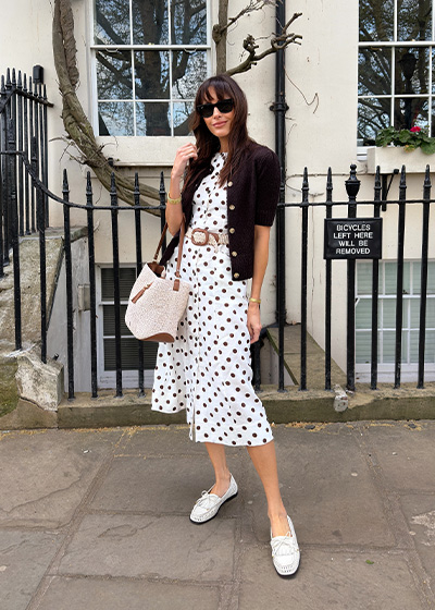 Carmen Linen Polka Dot Dress