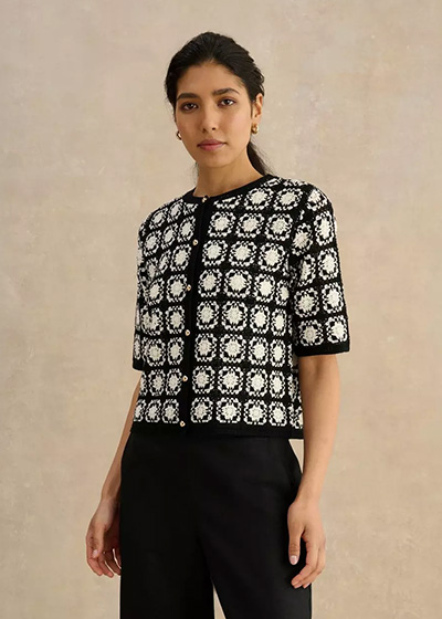Sophia Crochet Short Sleeve Cardigan
