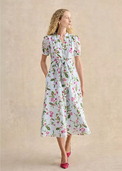 Clarissa Linen Blend Floral Dress